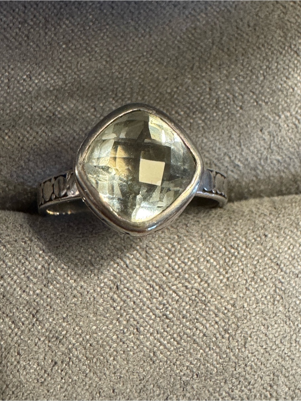 Sterling Silver Faceted Aquamarine Bezel Ring Size 6.75 - Stamped JGD and 925